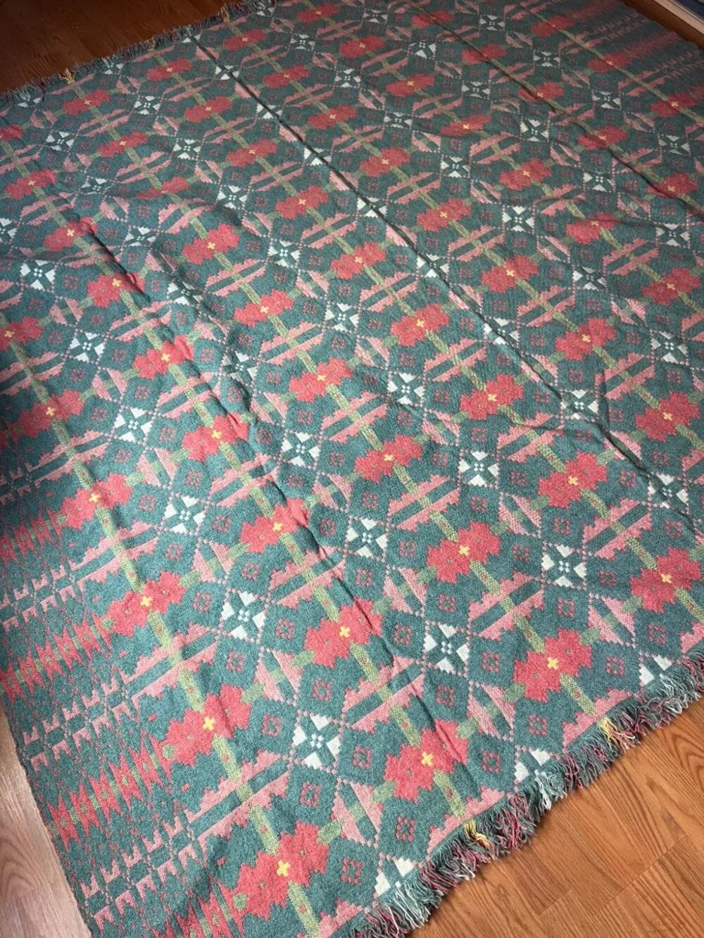 Brynkir 100% Wool Welsh Collectors Vintage Tapestry Coverlet Blanket 242 x 231cm